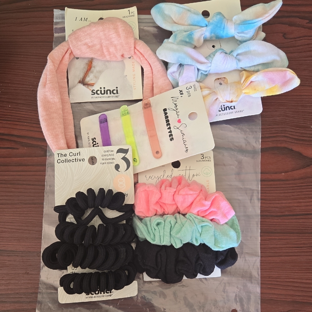 Kids Hair Accessories Set - Pink, Blue, Black